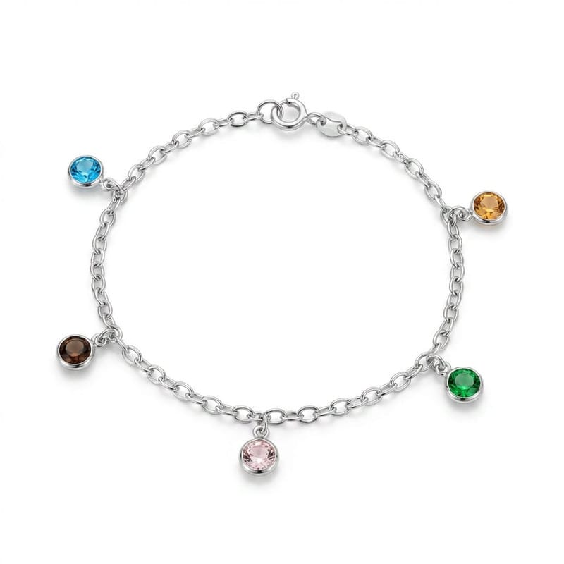 Pulseira Zircônias Coloridas Prata 925