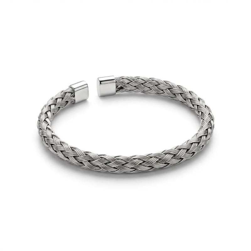 Bracelete Trançado Ródio